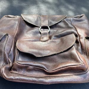 Vintage J.L. Saldivar Brown leather backpack made in Paraguay